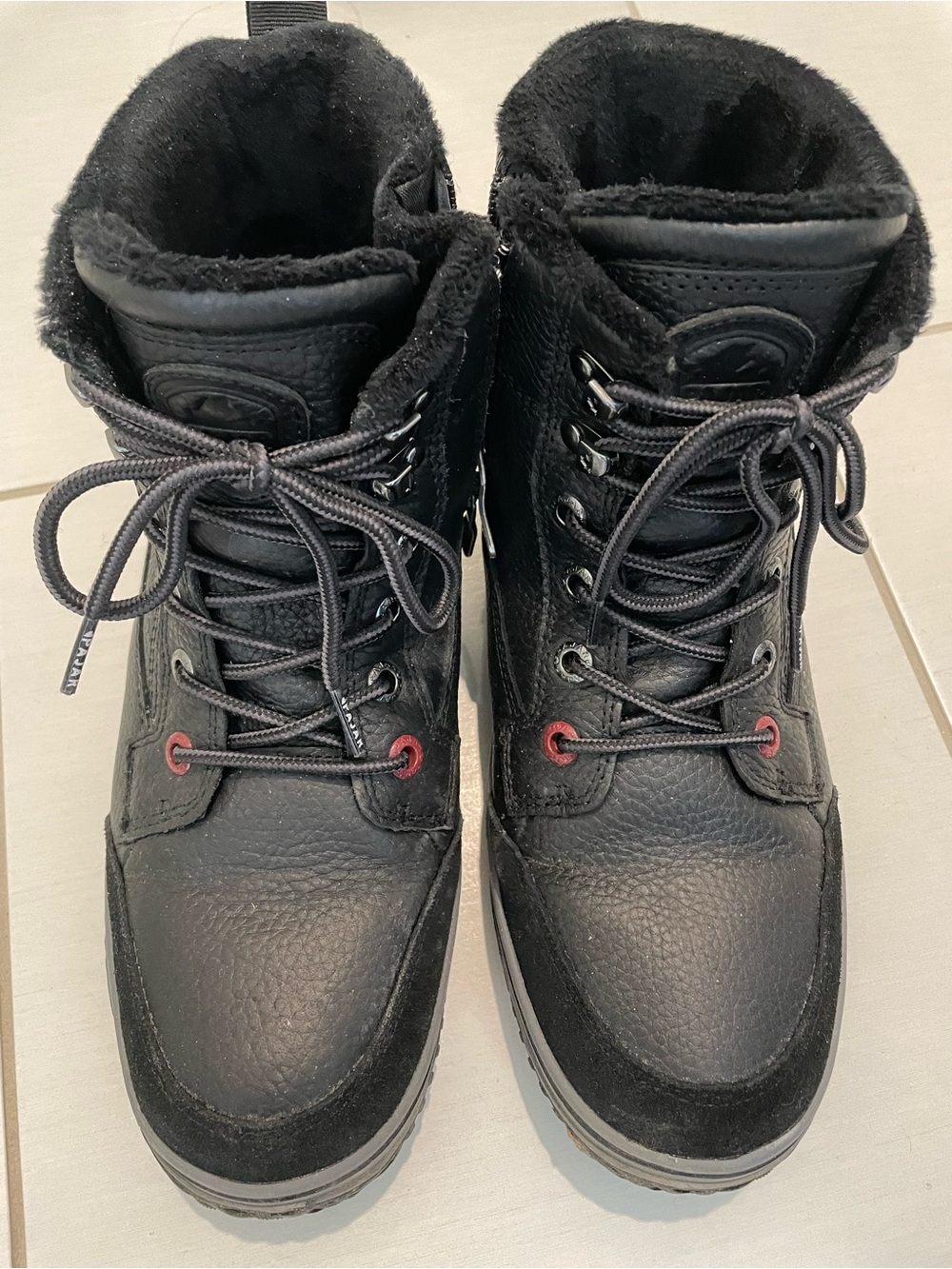 Pajar Black Men's Lace-Up Winter Boots with Fur Collar